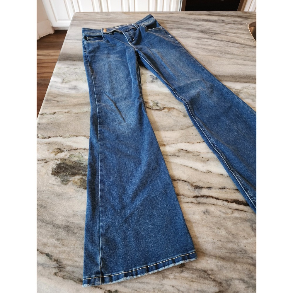 Tractr Girls Blue Flare Jeans Size 16 Medium Wash Bell Bottoms Western Cowgirl